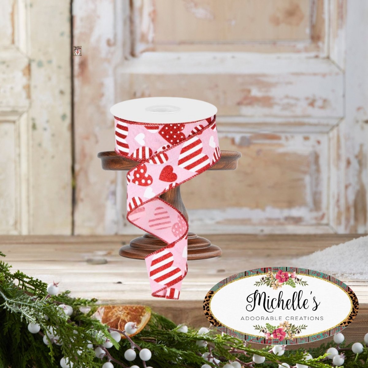 Shop For 1.5" Valentine Hearts on Royal Ribbon: Light Pink (10 Yard)