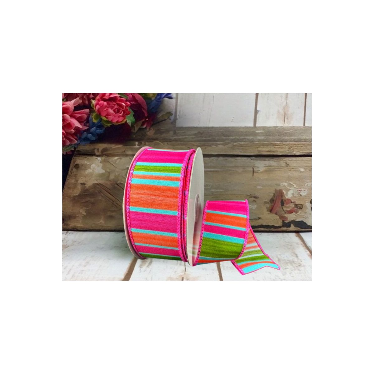 Shop For 1.5" Watercolor Horizontal Stripe Ribbon: Fuchsia (10 Yards)