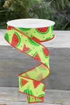 Shop For 1.5" Watermelon Slices Canvas Ribbon: Bright Green (10 Yards) RG0199109