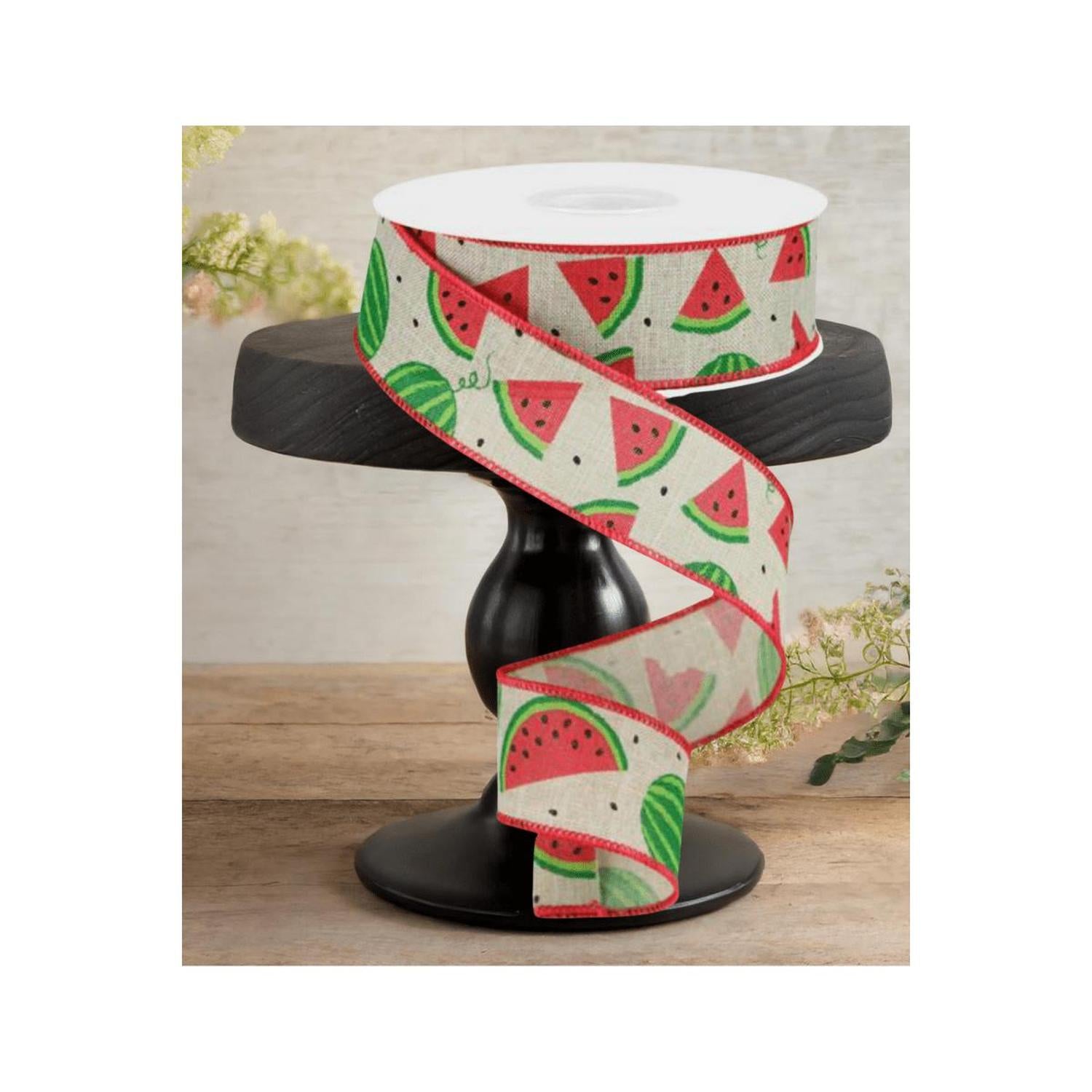 Shop For 1.5" Watermelon Slices Canvas Ribbon: Natural (10 Yards)