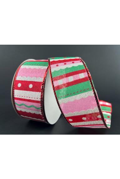 Shop For 1.5" Whimsy Stripe Ribbon: Red, Mint, Pink (10 Yards) 71403 - 09 - 12