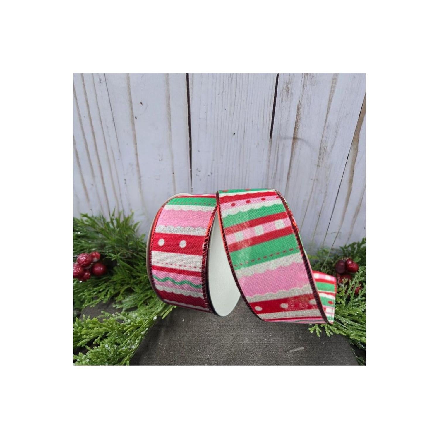 Shop For 1.5" Whimsy Stripe Ribbon: Red, Mint, Pink
