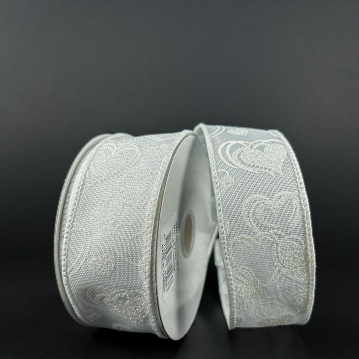 Shop For 1.5" White Glitter Lisa Hearts: White (10 Yards)