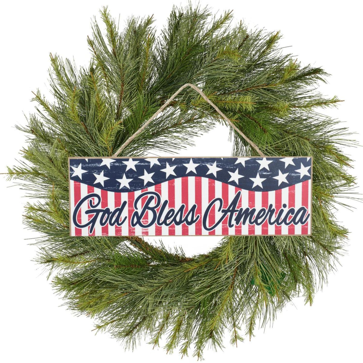 Shop For 15" Wooden Sign: God Bless America (White)