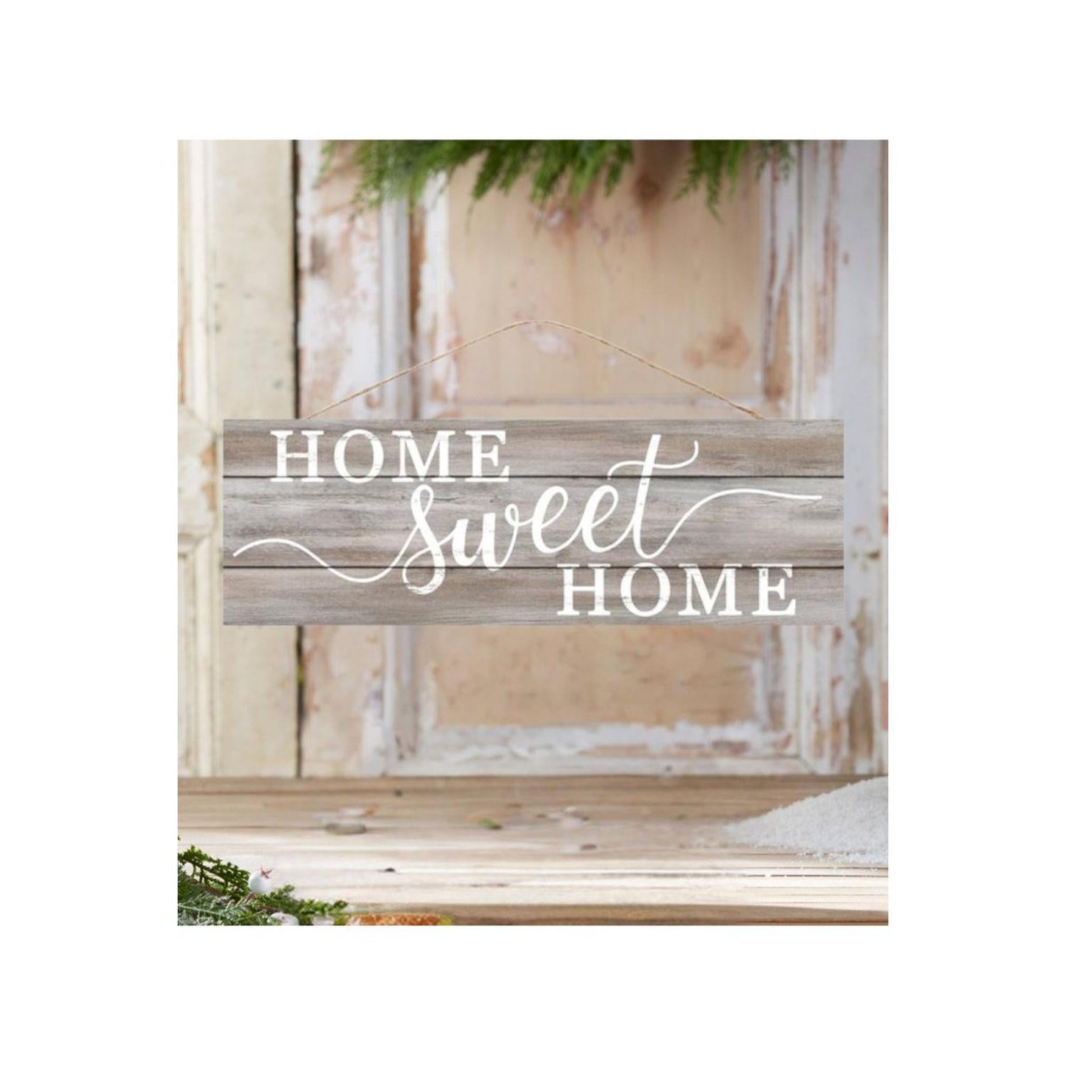Shop For 15" Wooden Sign: Home Sweet Home (Grey Washed)