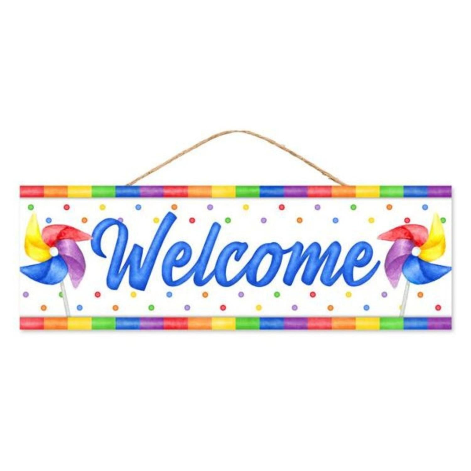 15" Wooden Sign: Welcome Pinwheels