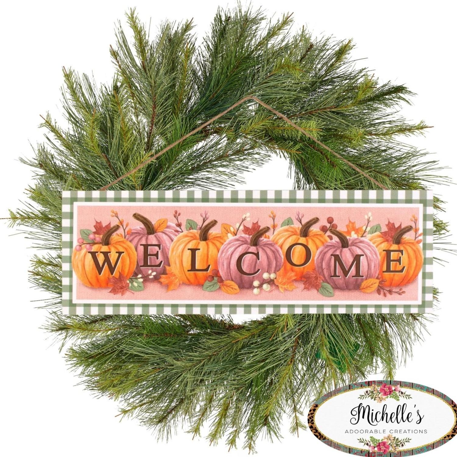 Shop For 15" Wooden Sign: Welcome Pumpkins (Sage Green)