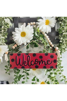 Shop For 15" Wooden Sign: Welcome Red, Black Dots at Michelle's aDOORable Creations