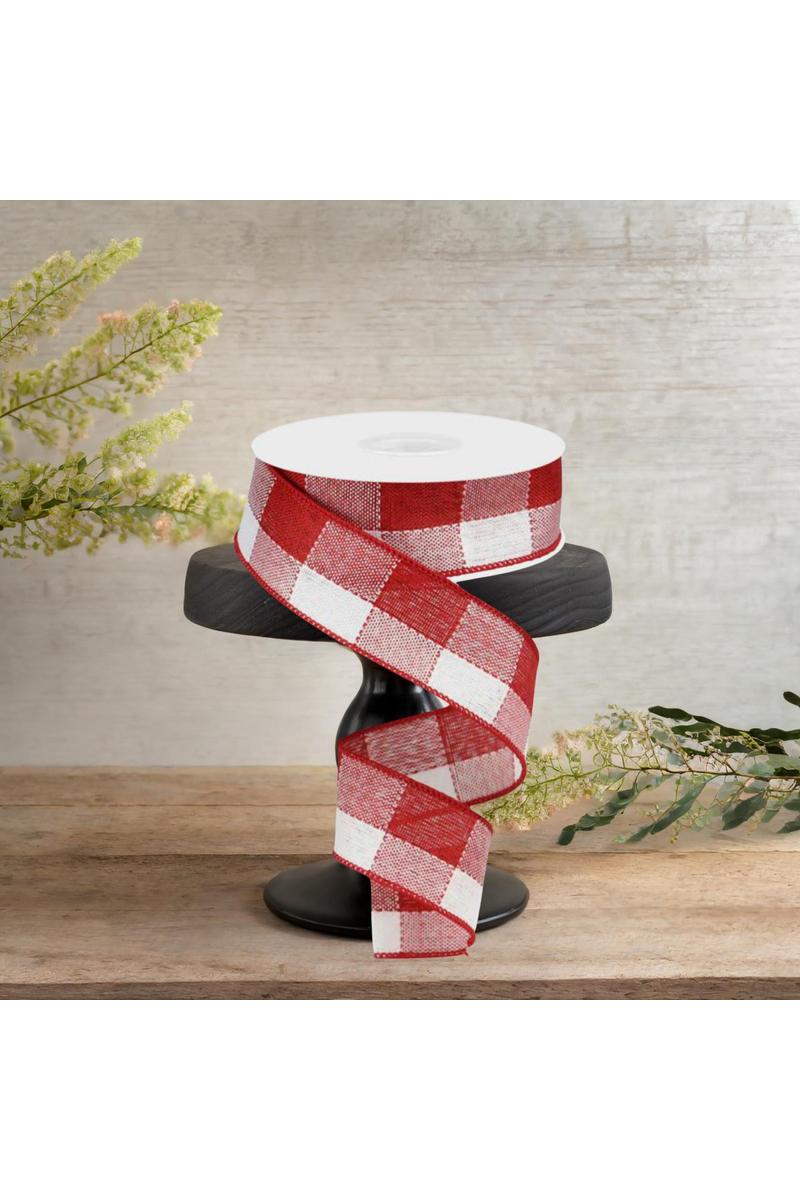 Shop For 1.5" Woven Check Ribbon: Red & White (10 Yards)