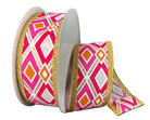 Shop For 1.5in Abstract Diamond Ribbon: Orange, Gold & Fuchsia (10 Yards)