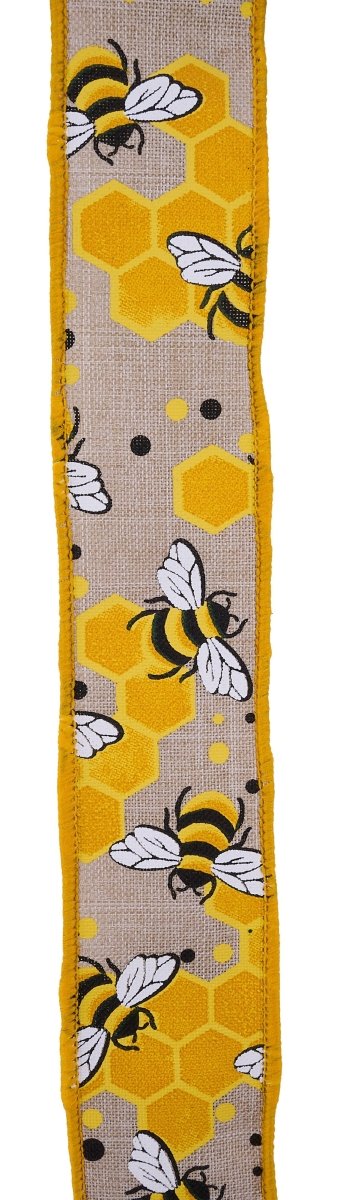 Shop For 1.5in Bumblebees Honeycomb Ribbon: Natural (10 Yards)