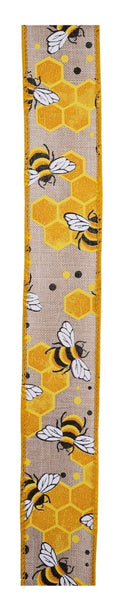 Shop For 1.5in Bumblebees Honeycomb Ribbon: Natural (10 Yards)