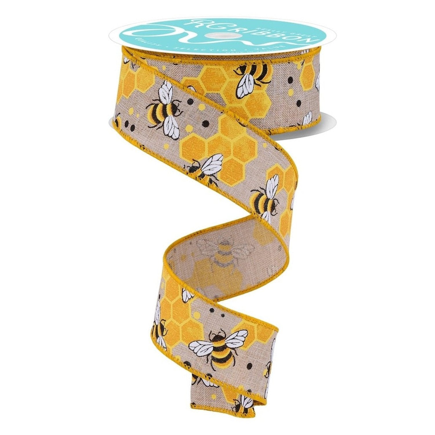 Shop For 1.5in Bumblebees Honeycomb Ribbon: Natural (10 Yards)