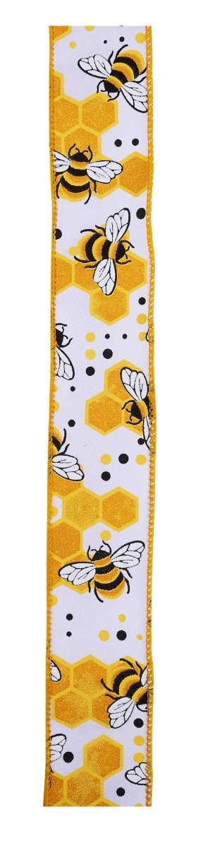 Shop For 1.5in Bumblebees Honeycomb Ribbon: White (10 Yards)