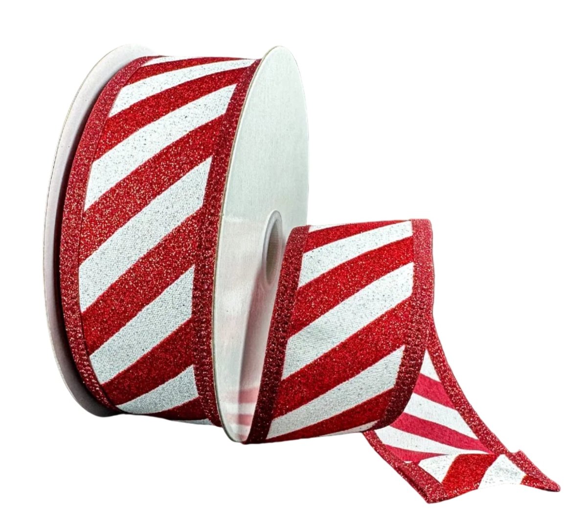 Shop For 1.5in Candy Cane Glitter Ribbon: Red/White (10 Yards)