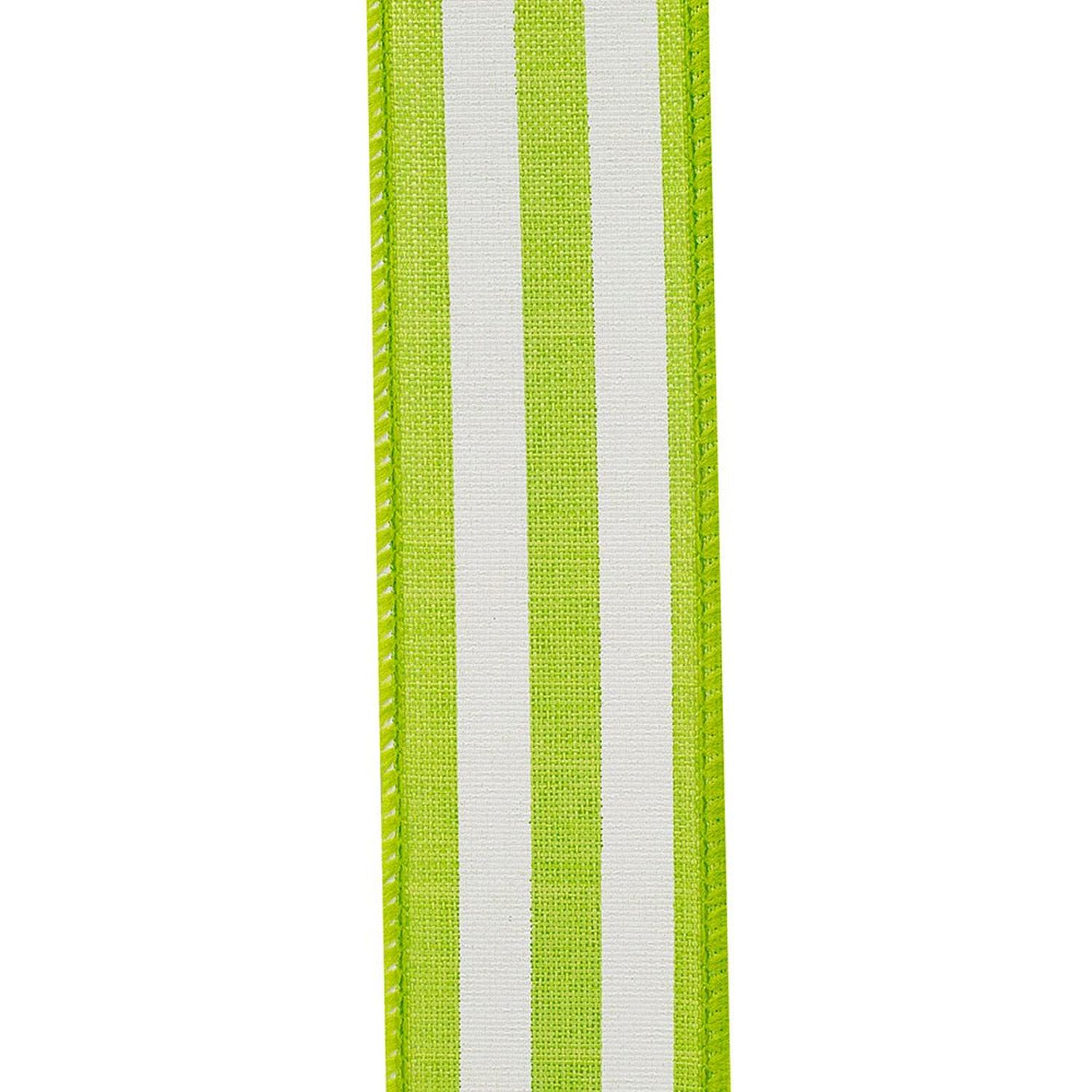 Shop For 1.5in Continuous Striped Linen Ribbon: Green/White (10 Yards)
