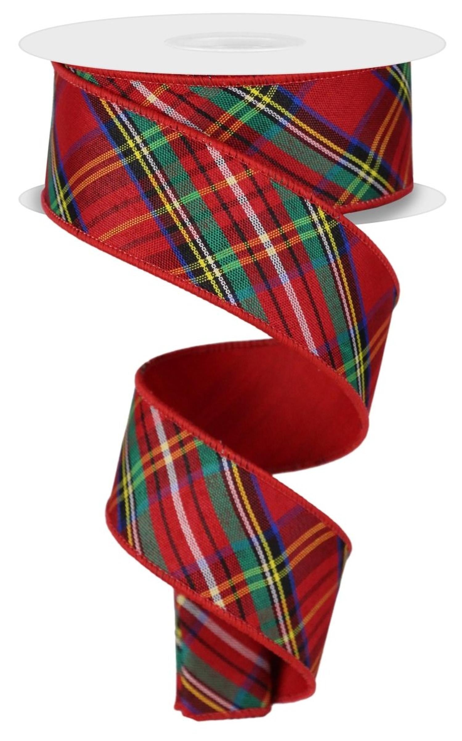 Shop For 1.5in Diagonal Plaid Fused Ribbon: Red (10 Yards)