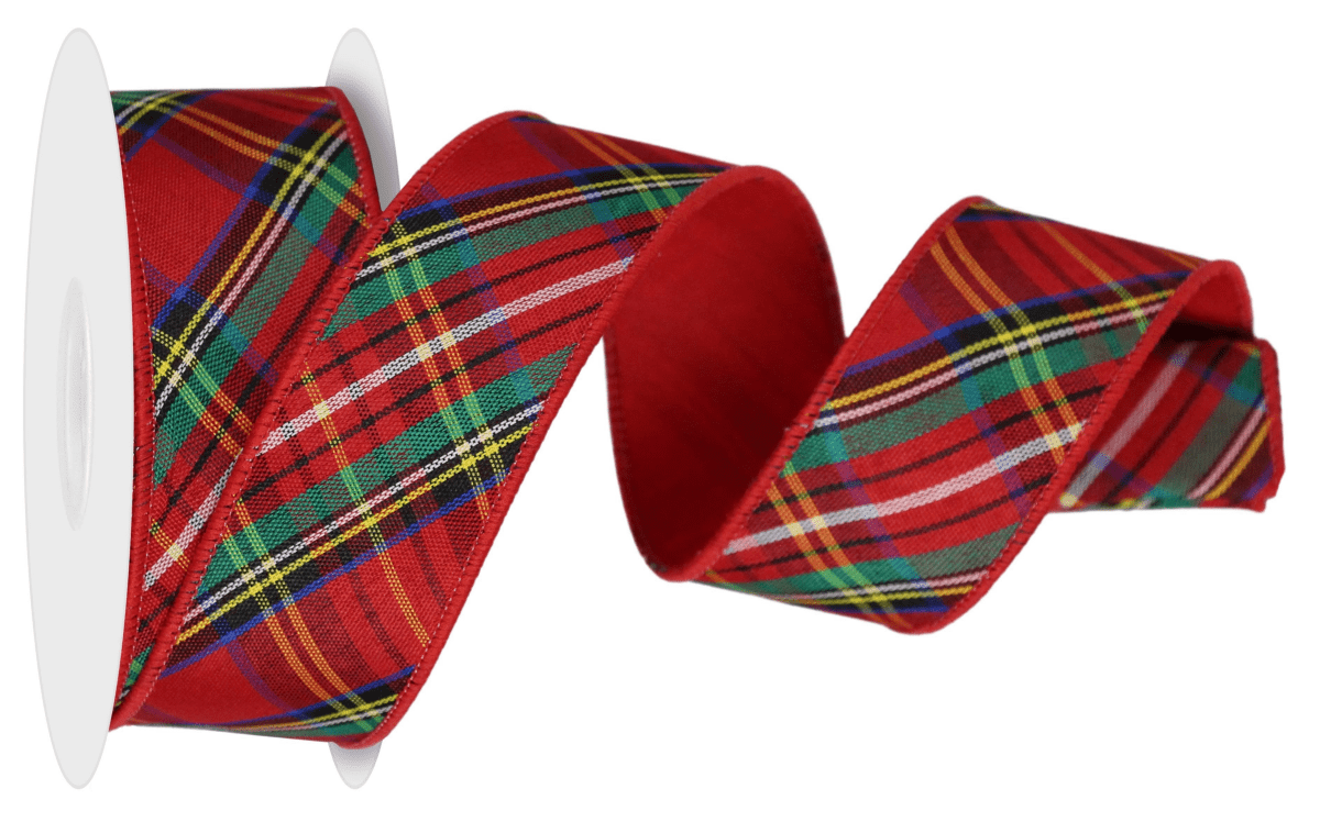 Shop For 1.5in Diagonal Plaid Fused Ribbon: Red (10 Yards)