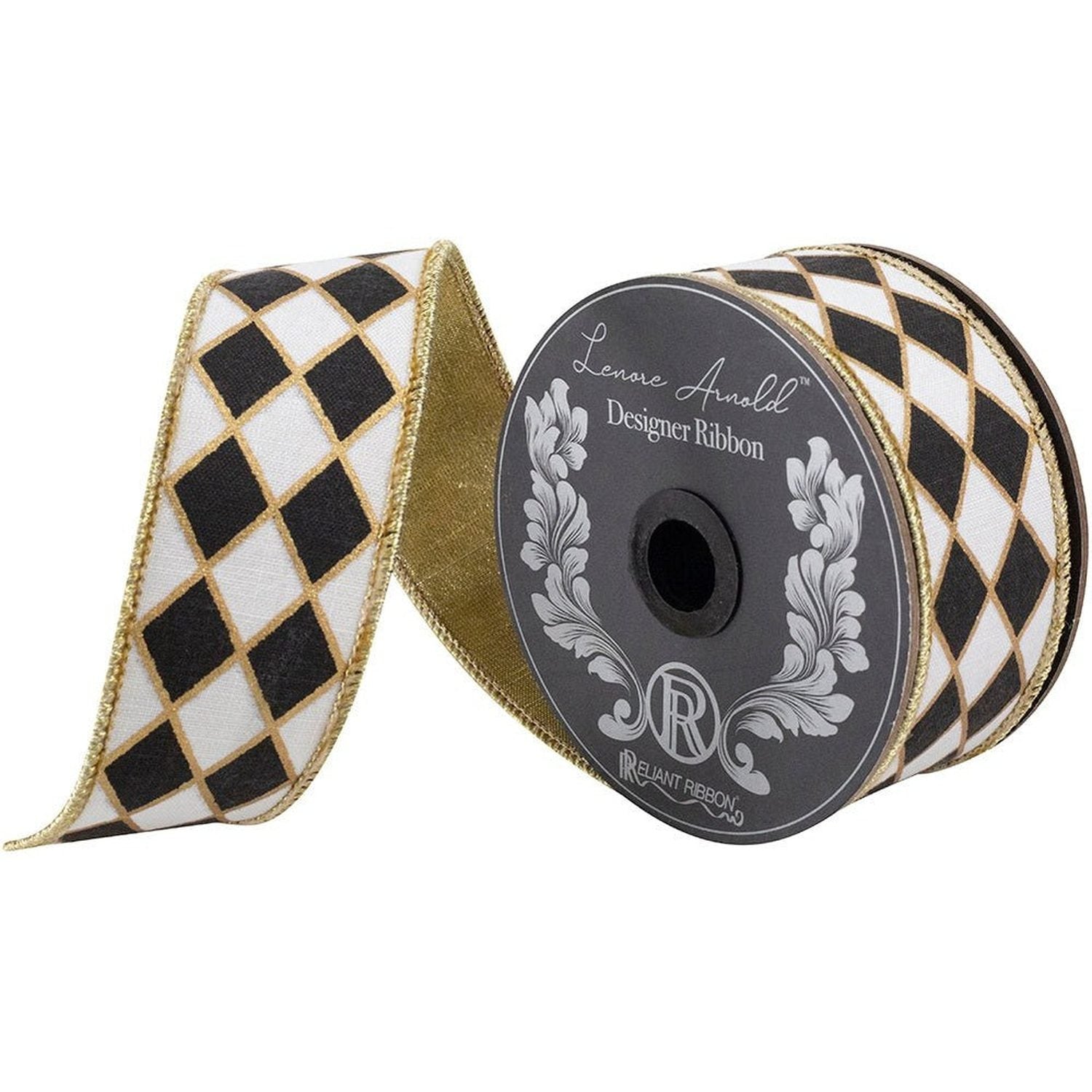 Shop For 1.5in Diamond Elite Metallic Ribbon: Black/White (10 Yards)