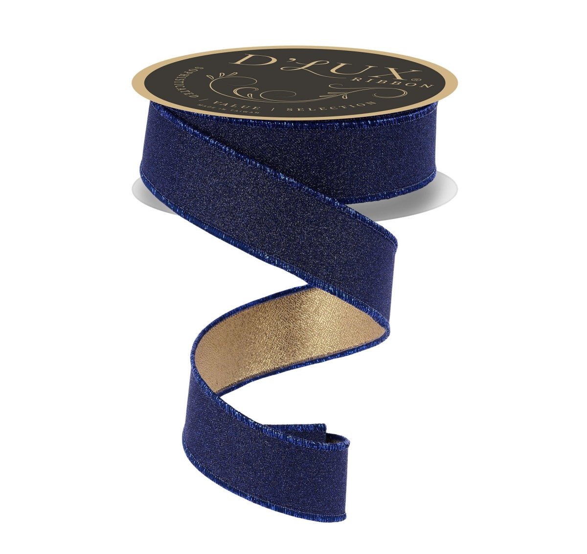 Shop For 1.5in Fine Glitter Fused Ribbon: Smoke Navy Blue & Gold (10 Yards)