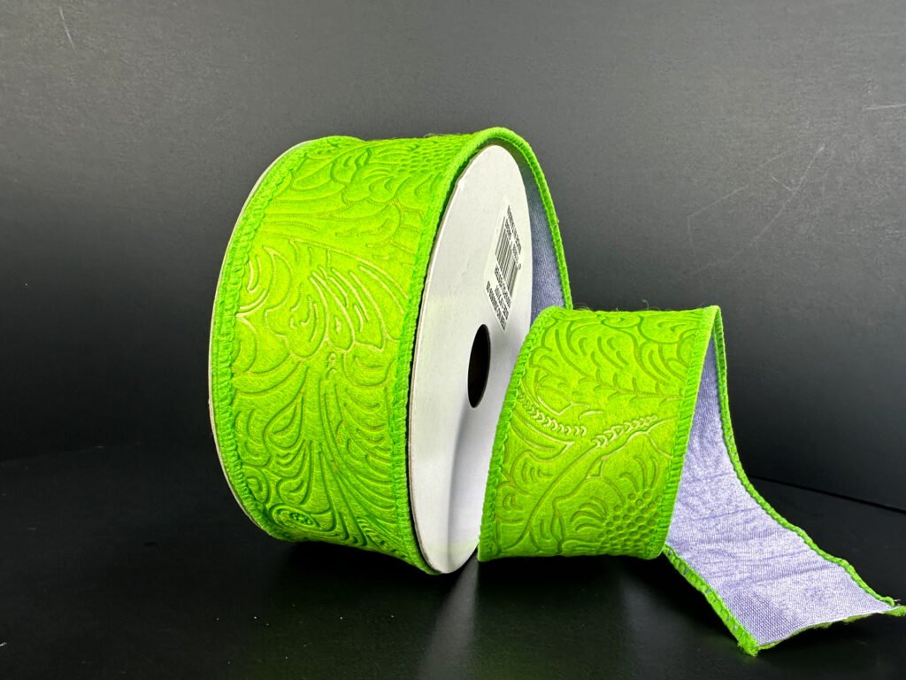 Shop For 1.5in Flower Breeze & Dupioni Ribbon: Lime & Lavender (10 Yards)