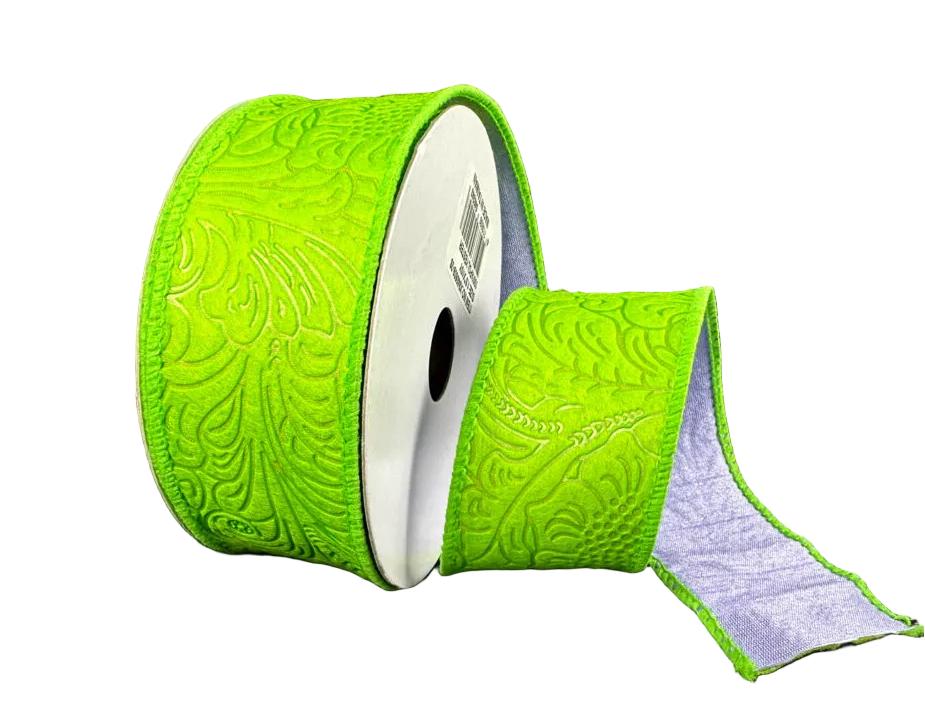 Shop For 1.5in Flower Breeze & Dupioni Ribbon: Lime & Lavender (10 Yards)