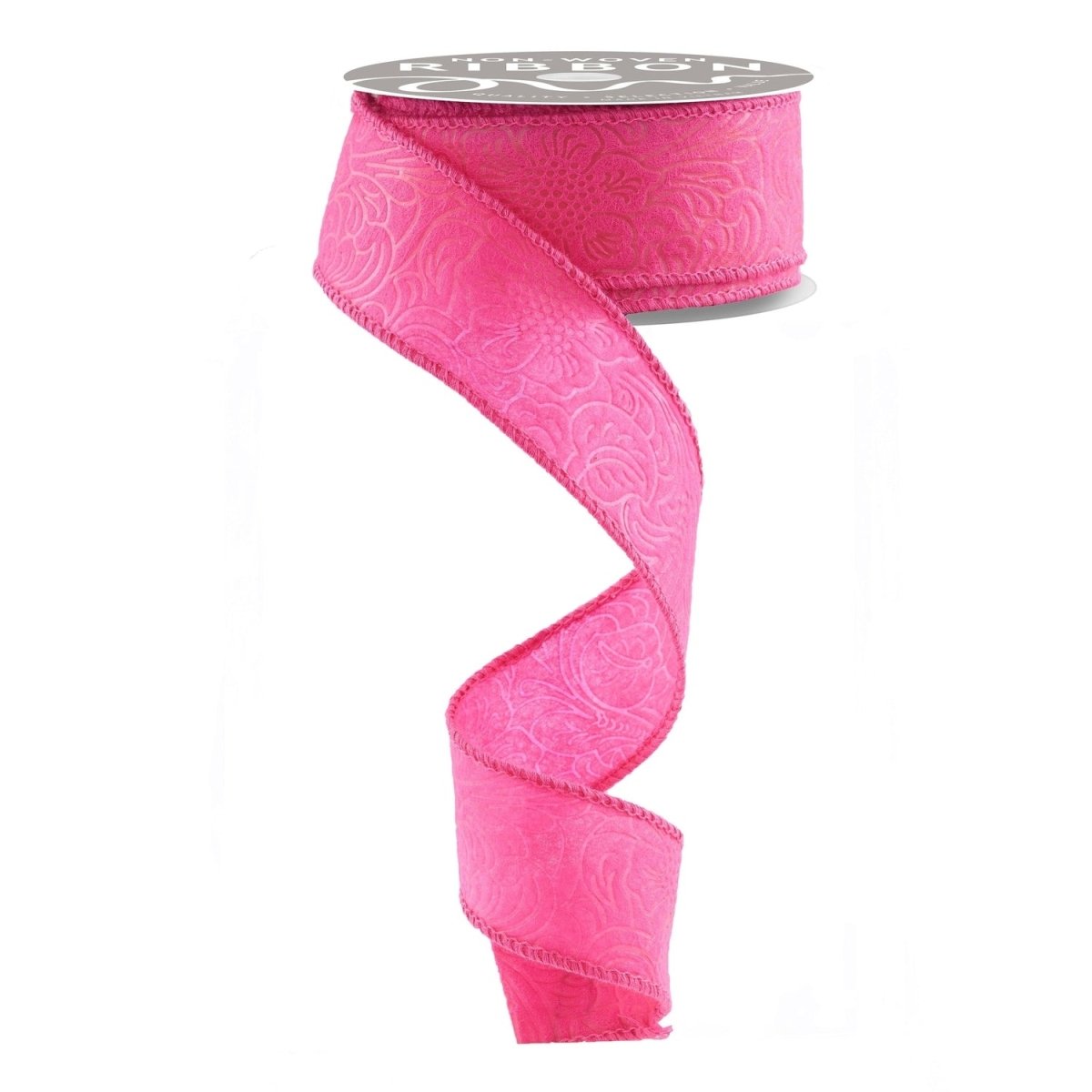 Shop For 1.5in Flower Embossed Ribbon: Hot Pink (10 Yards)