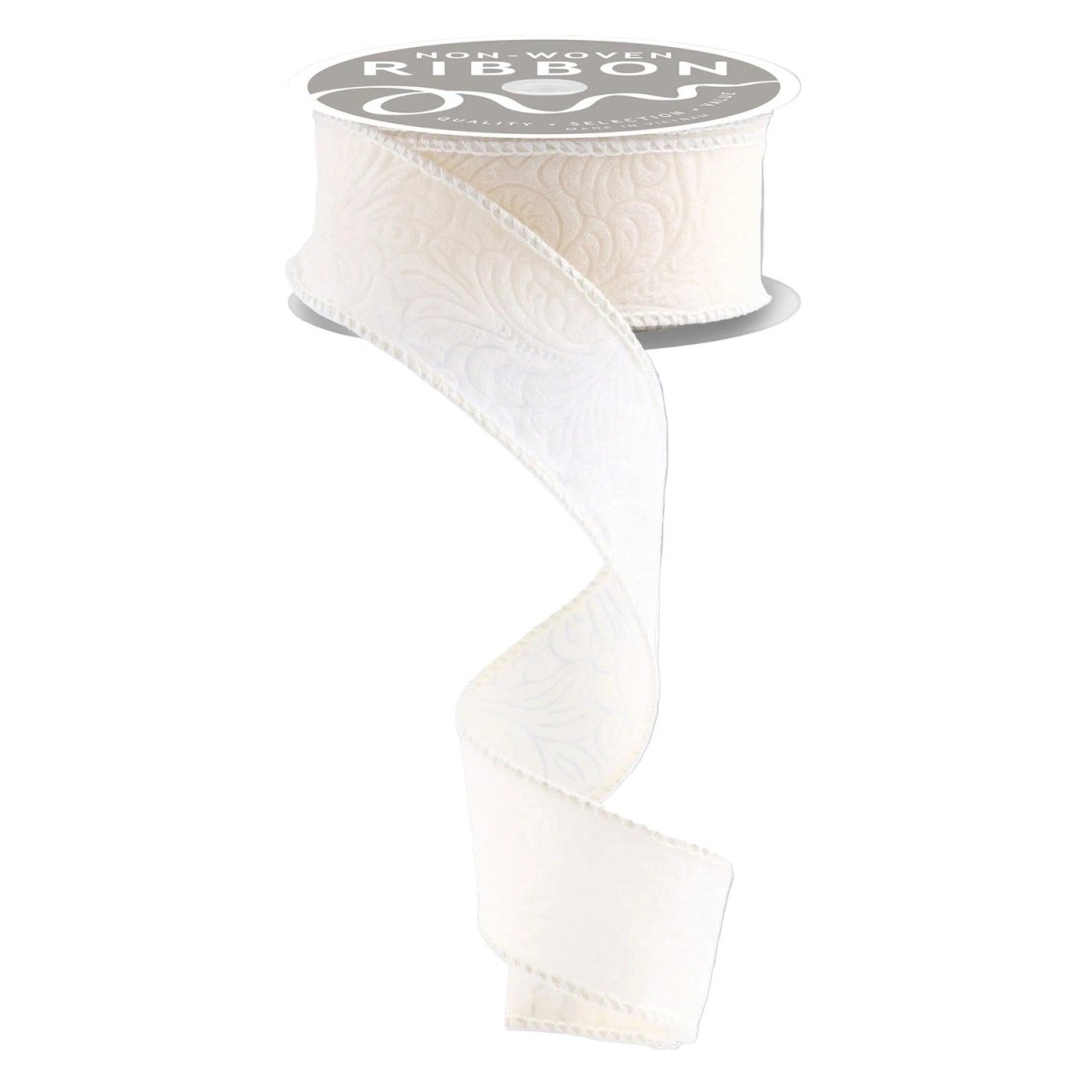 Shop For 1.5in Flower Embossed Ribbon: Ivory (10 Yards)