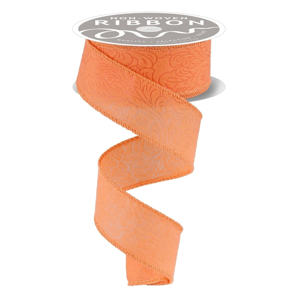 Shop For 1.5in Flower Embossed Ribbon: Light Orange (10 Yards)