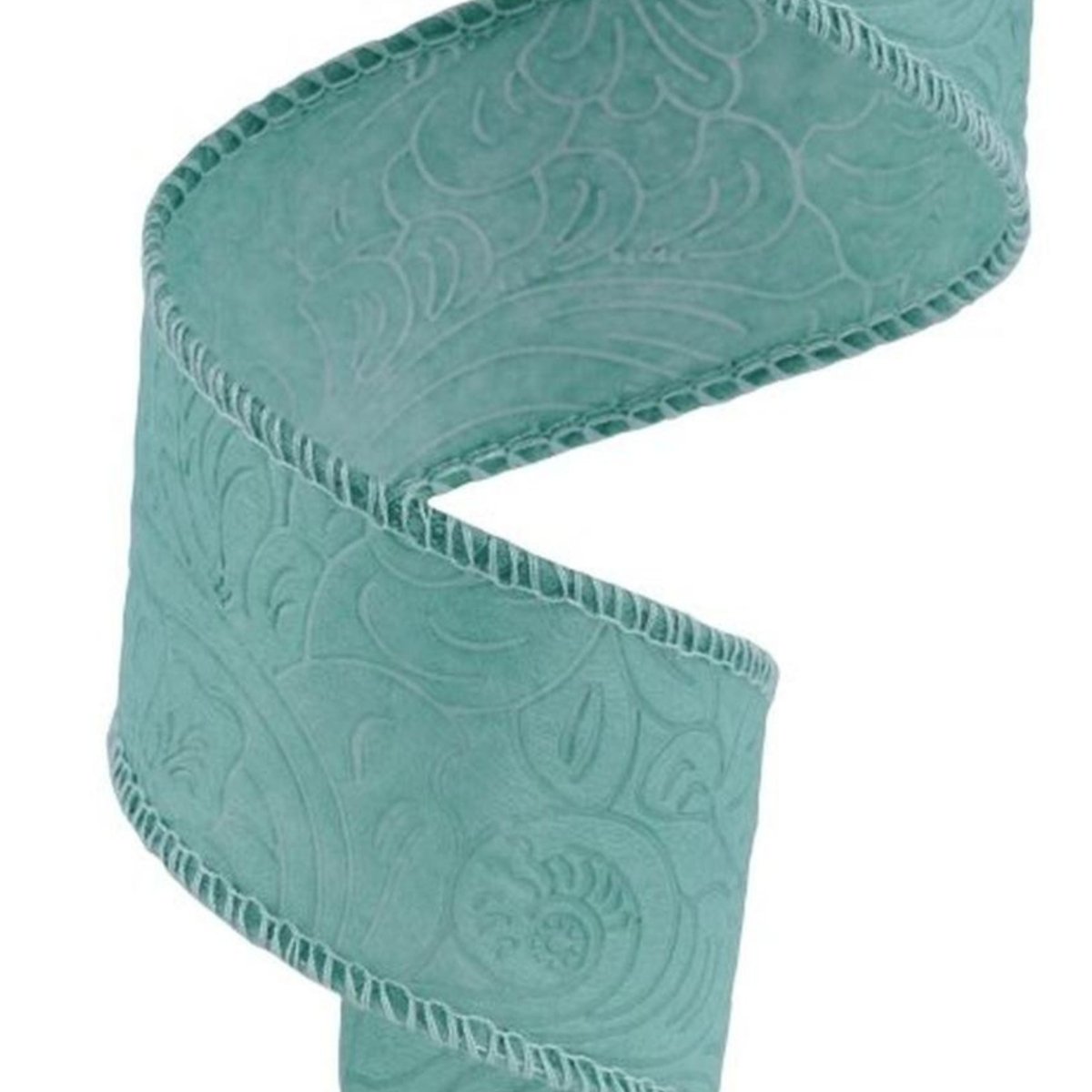 Shop For 1.5in Flower Embossed Ribbon: Sage Green (10 Yards)