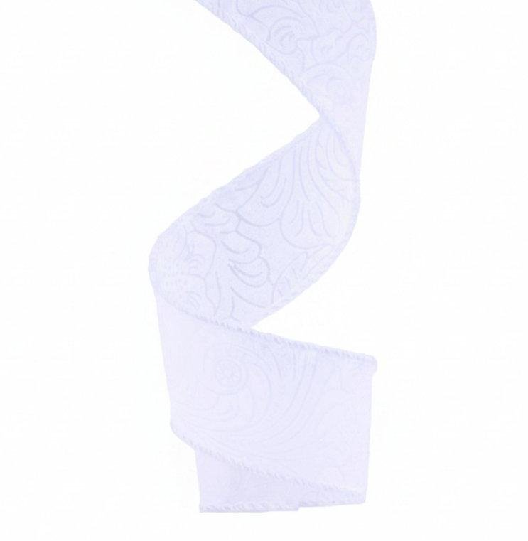Shop For 1.5in Flower Embossed Ribbon: White (10 Yards)