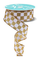 Shop For 1.5in Glitter Check Ribbon: Gold (10 Yards)