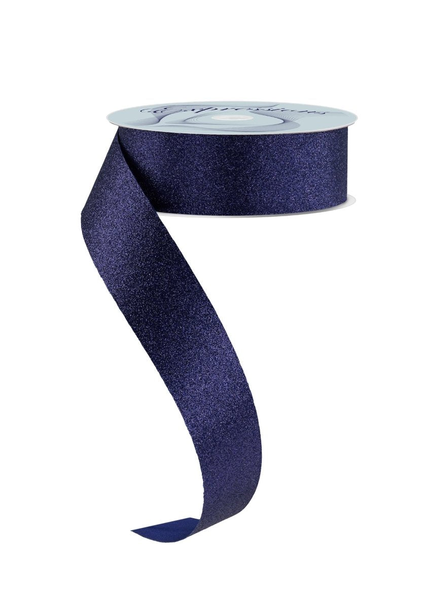 Shop For 1.5in Glitter on Fabric Ribbon: Navy Blue (25 Yards)