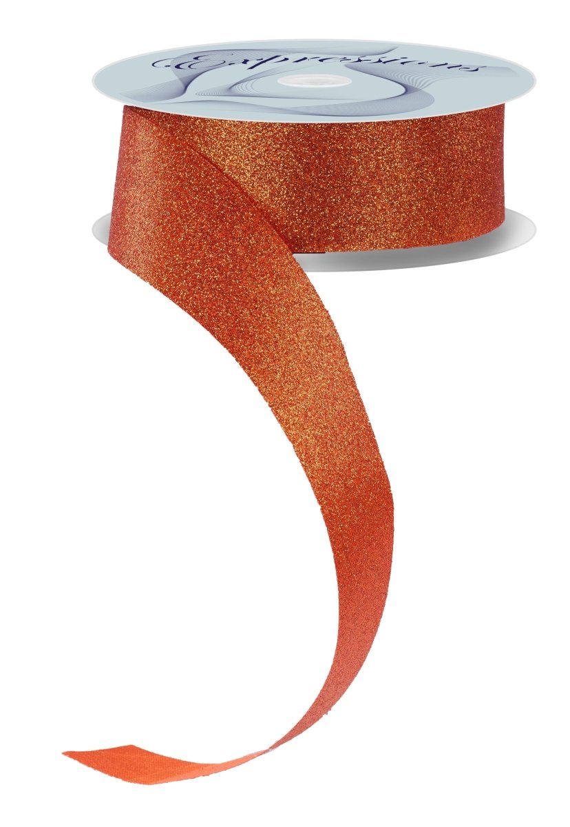 Shop For 1.5in Glitter on Fabric Ribbon: Orange (25 Yards)