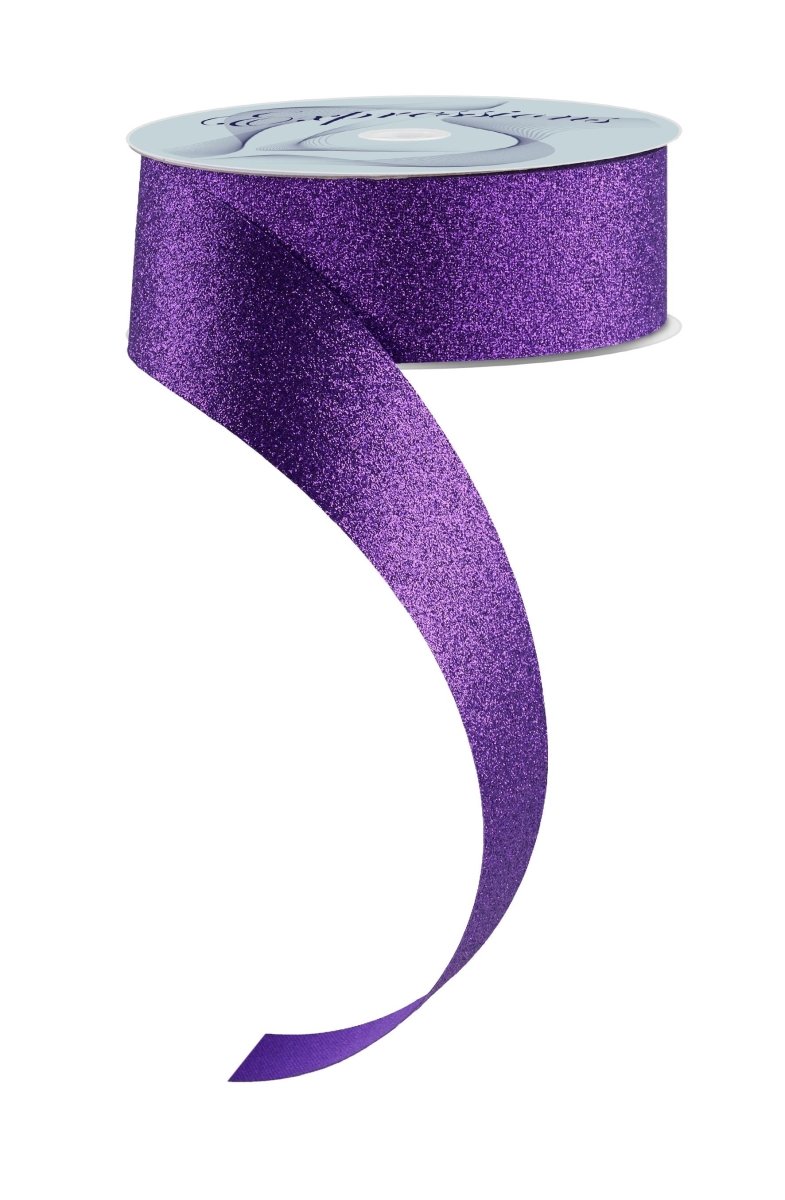 Shop For 1.5in Glitter on Fabric Ribbon: Purple (25 Yards)