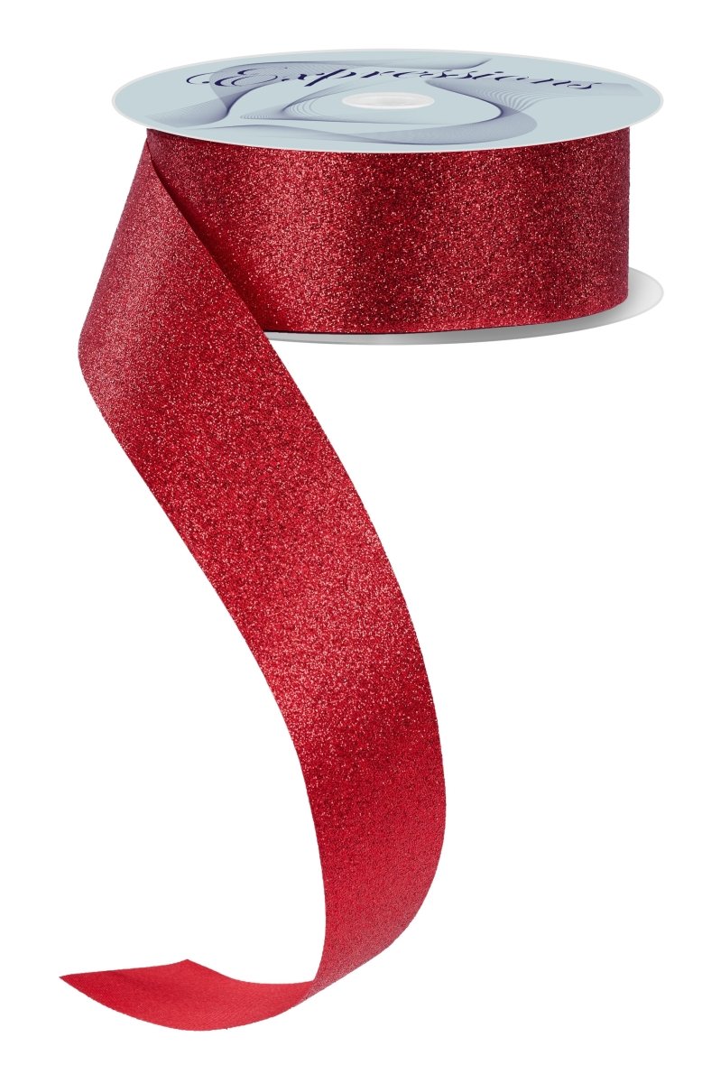 Shop For 1.5in Glitter on Fabric Ribbon: Red (25 Yards)