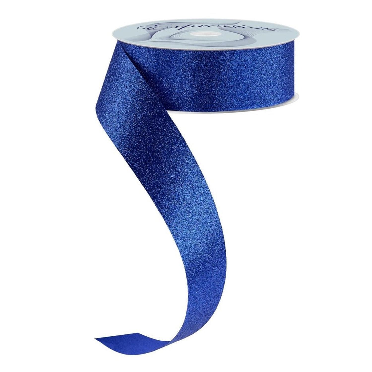 Shop For 1.5in Glitter on Fabric Ribbon: Royal Blue (25 Yards)