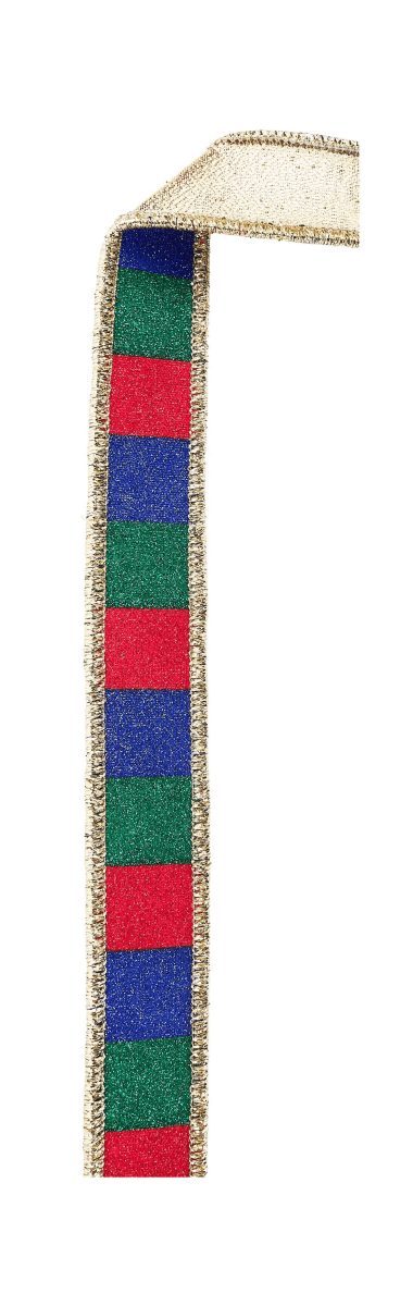 Shop For 1.5in Glitter Stripe Ribbon: Red, Blue and Green (10 Yards)