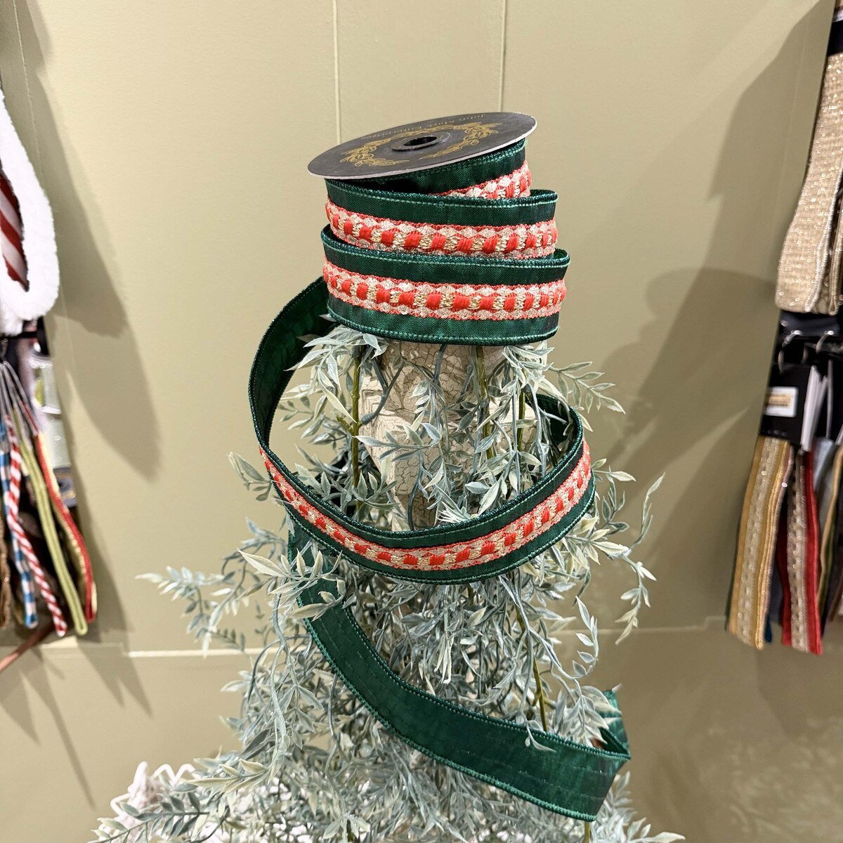 Shop For 1.5in JME Red Trim Metallic Dupion Ribbon: Green (5 Yards)