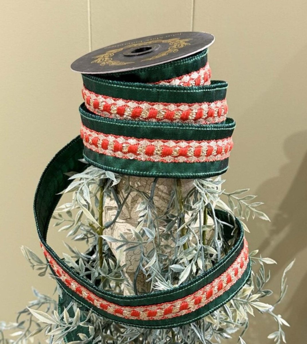 Shop For 1.5in JME Red Trim Metallic Dupion Ribbon: Green (5 Yards)