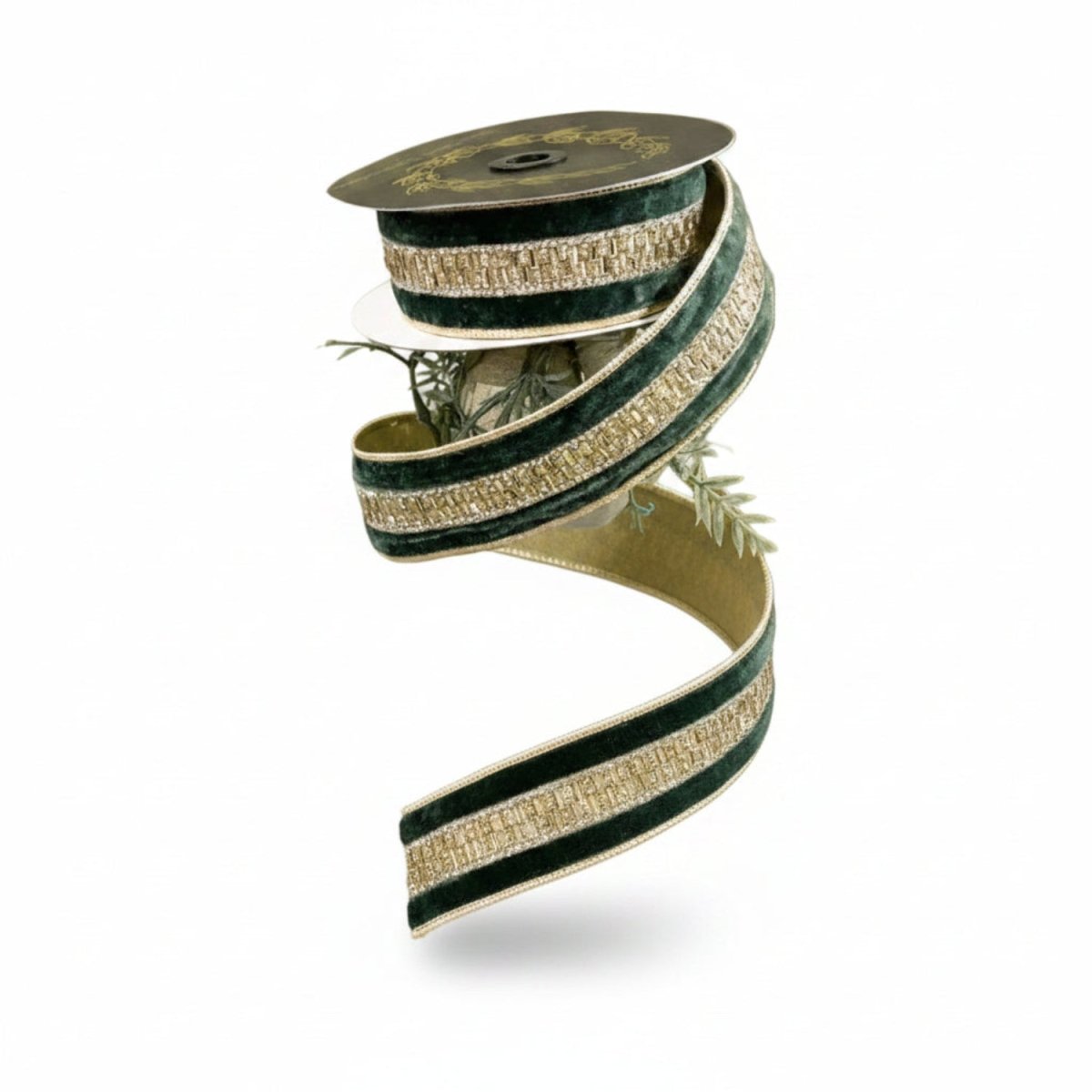 Shop For 1.5in JME Velvet Jeweled Center Trim Ribbon: Green (5 Yards)