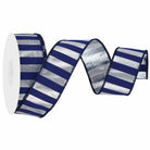 Shop For 1.5in Medium Stripe Ribbon: Metallic Silver & Navy Blue (10 Yards)