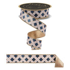 Shop For 1.5in Metallic Basketweave Ribbon: Smoke Blue & Gold (10 Yards)