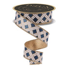 Shop For 1.5in Metallic Basketweave Ribbon: Smoke Blue & Gold (10 Yards)