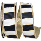 Shop For 1.5in Striped Metallic Back Ribbon: Black/Gold (10 Yards)