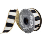 Shop For 1.5in Striped Metallic Back Ribbon: Black/Gold (10 Yards)