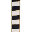 Shop For 1.5in Striped Metallic Back Ribbon: Black/Gold (10 Yards)