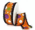 Shop For 1.5in Tinsel Edge Halloween Glitter Polka Dots Ribbon: Orange (10 Yards)
