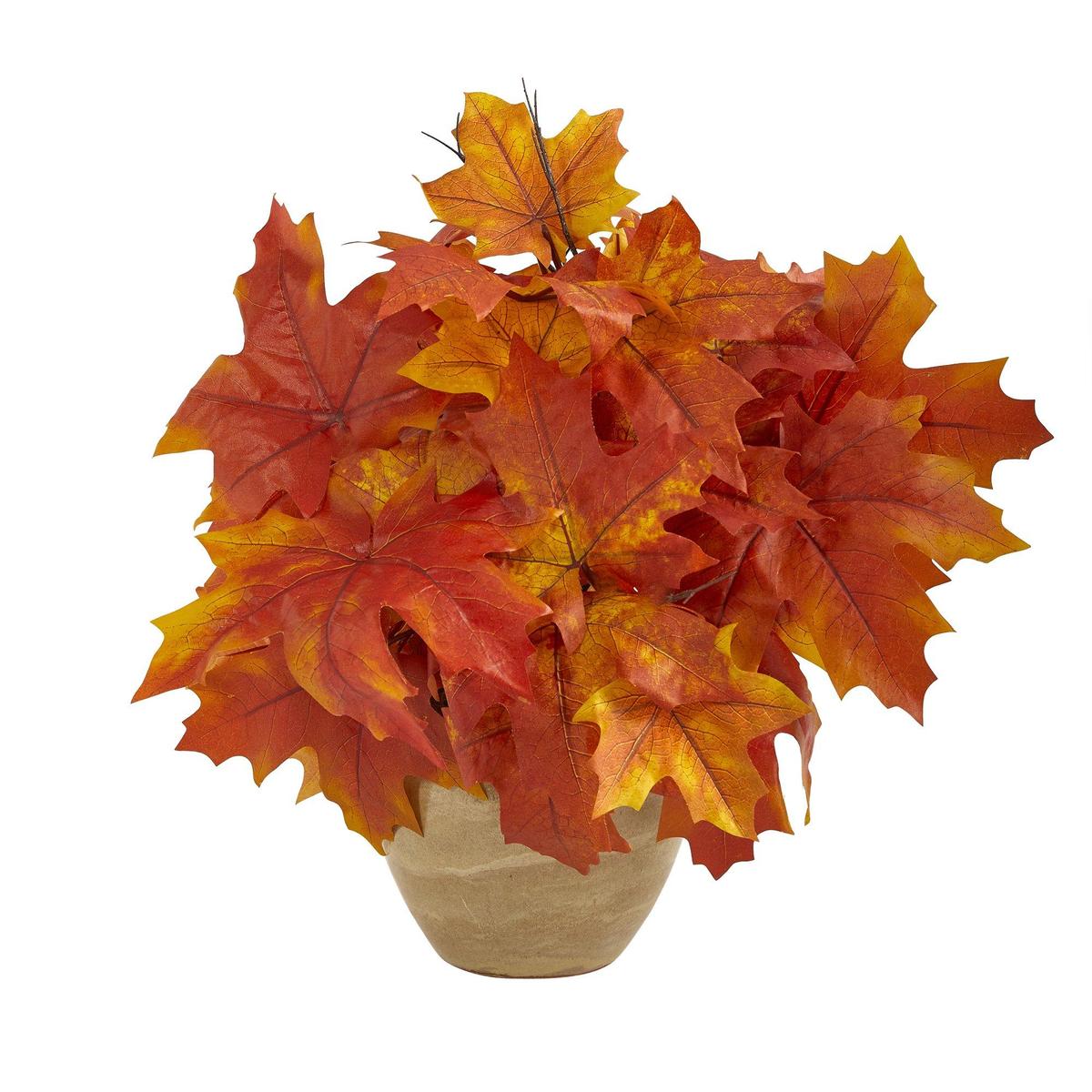 Shop For 16” Autumn Maple Leaf Artificial Plant in Planter