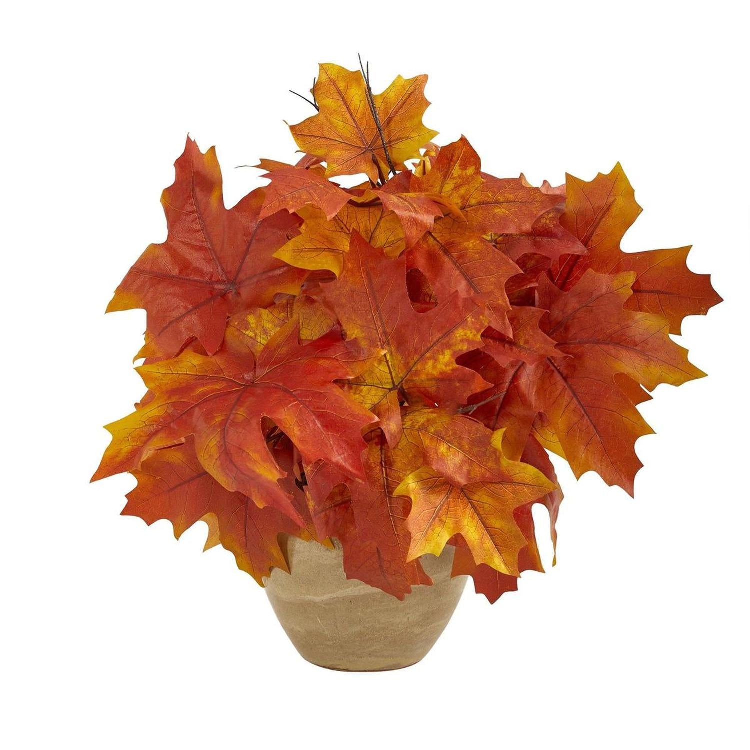 Shop For 16” Autumn Maple Leaf Artificial Plant in Planter